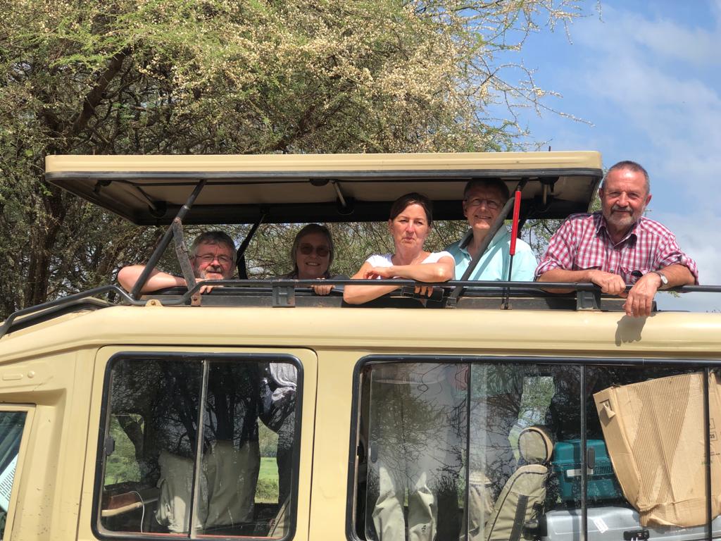Safari camp at sunset